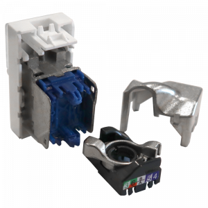 Вставка Mosaic 22.5x45, RJ-45 STP, кат.6, со шторкой и увеличенным окном маркировки, белая